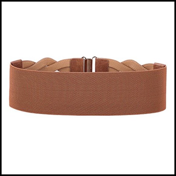 Elastic Wide Belt with Faux Leather Trim, Stretchy Cinch for Dresses main image 4